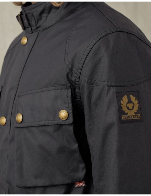 Veste Belstaff Fieldmaster coton ciré Dark Navy  71050524-80010 épaule