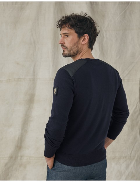 Pull Belstaff Kerrigan col rond laine merino 105304-DKINK Dark Ink
