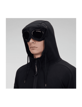 Sweat CP Company Diagonal Raised Fleece Goggle Hoodie Black 14CMSS082A005086W-999