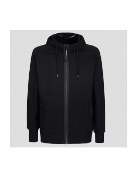 Sweat CP Company Diagonal Raised Fleece Goggle Hoodie Black 14CMSS082A005086W-999 face