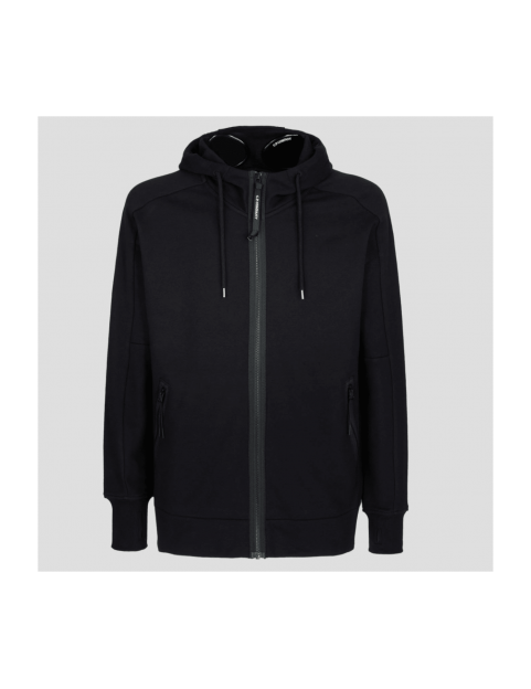 Sweat CP Company Diagonal Raised Fleece Goggle Hoodie Black 14CMSS082A005086W-999 face
