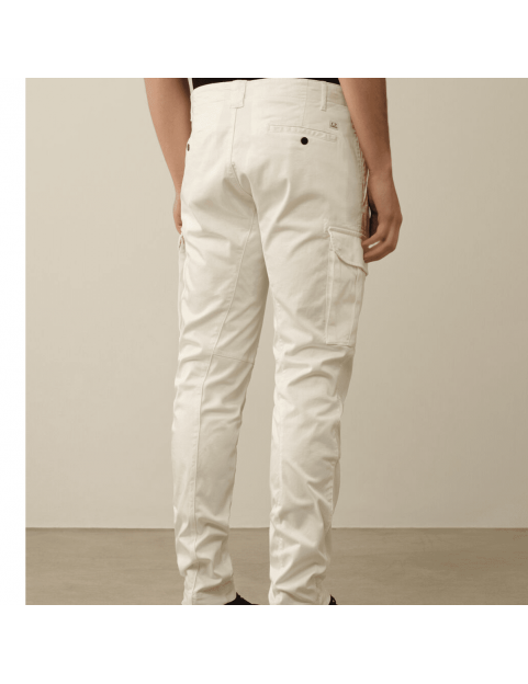 Pantalon C.P Company Stretch Sateen Ergonomic Lens Cargo 16CMPA056A005694G103 Gauze White dos