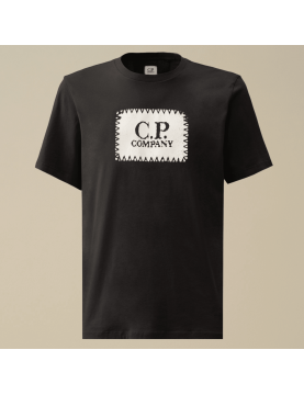 T shirt CP Company 17CMTS029A005100W-999 30/1 Jersey Logo Label T-Shirt Black