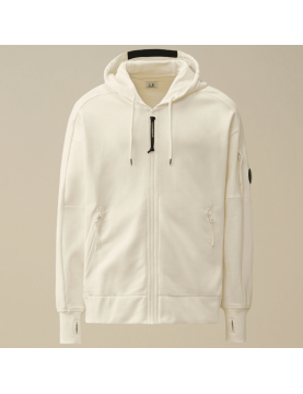 Sweat CP Company Diagonal Raised Fleece Zipped Hooded Gauze White 17CMS025A-103