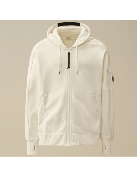 Sweat CP Company Diagonal Raised Fleece Zipped Hooded Gauze White 17CMS025A-103