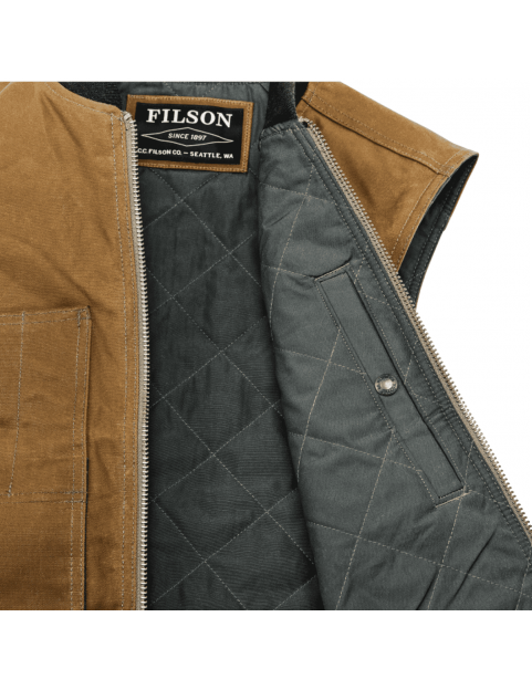 Gilet Filson Tin Cloth Insulated Work Vest FMGIL0001 W0200 240 Dark Tan  ouvert detail