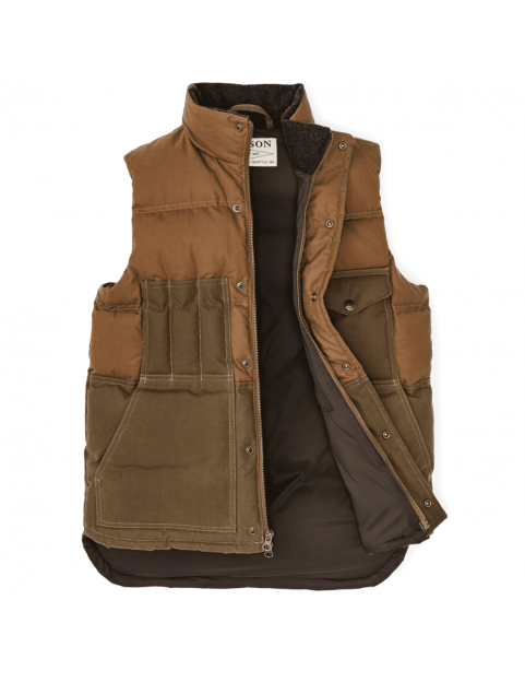 Gilet Filson Doudoune Down Cruiser vest FMGIL0005 W0117W0121 240 Dark Tan  ouvert