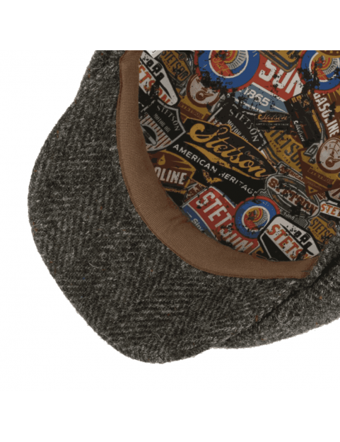 Casquette Stetson Hatteras tweed à chevron thème garage 6840544-334 doublure