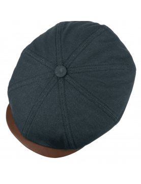 Casquette Stetson Hatteras Waxed Cotton Linen 6841162-2 bleu foncé haut