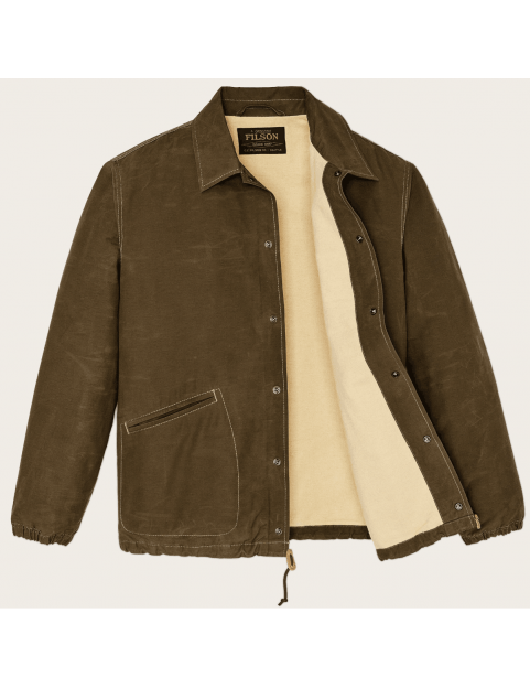 Veste Filson Dry Wax Windbreaker FMCPS0172 Military Olive ouvert