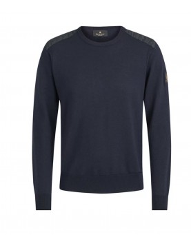 Pull Belstaff Kerrigan col rond laine merino 105304-DKINK Dark Ink