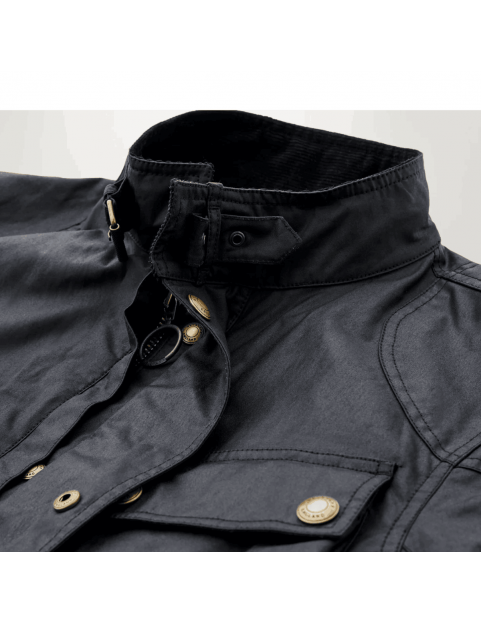 Veste Belstaff Fieldmaster Dark Navy en coton ciré col