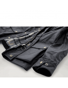 Veste Belstaff Fieldmaster Dark Navy en coton ciré bas de la veste